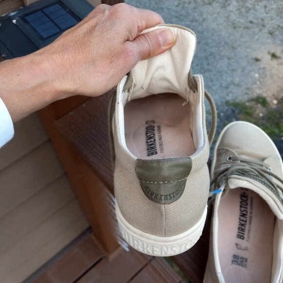 Birkenstock Arran Khaki Beige Canvas Lace-Up Sneakers Size 38 Wide / US 7 - 7.5 - Picture 13 of 16